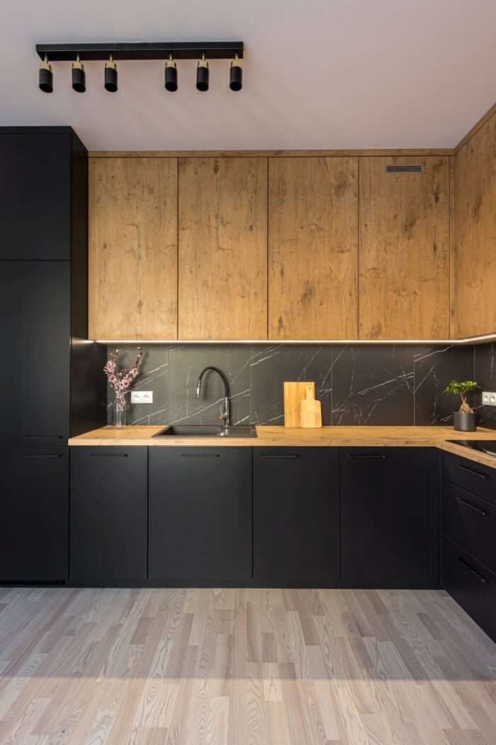 Dark wooden kitchen - elegance in every detail.